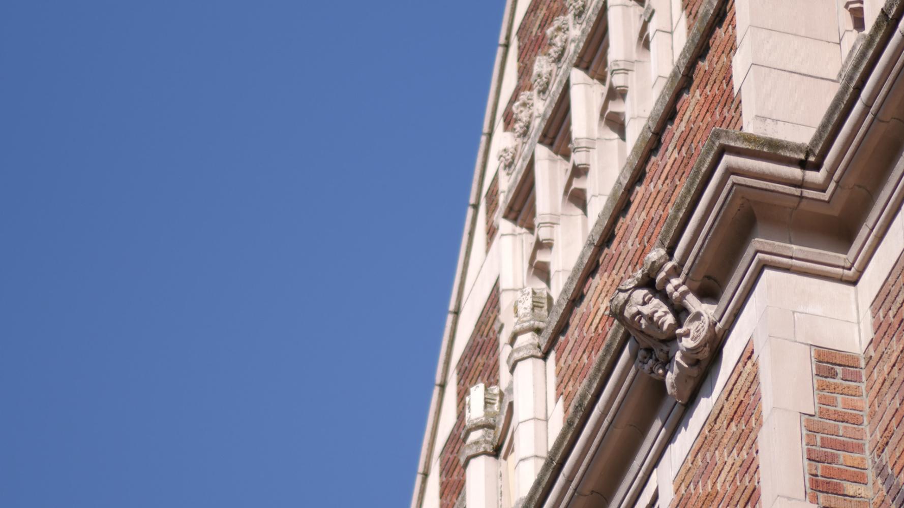 Miller hall roof with ornate sculptures