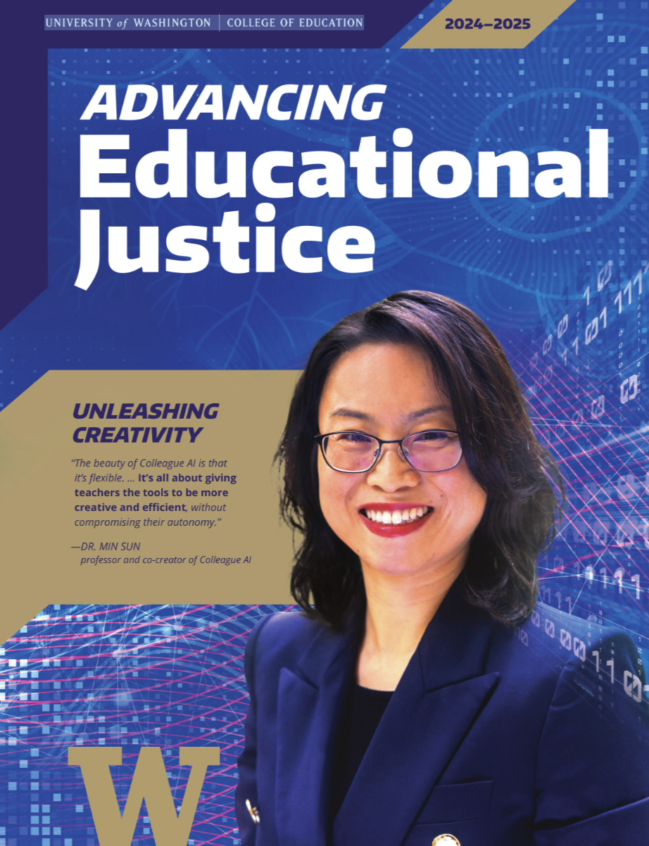 Advancing Educational Justice front cover picturing Dr. Min Sun
